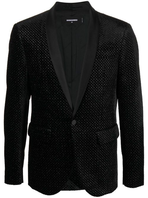 Metallic-effect single-breasted blazer - Black