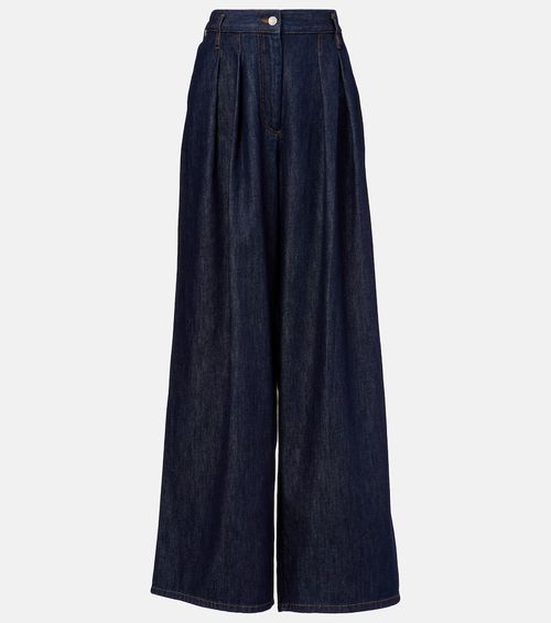 Pleated high-rise wide-leg pants