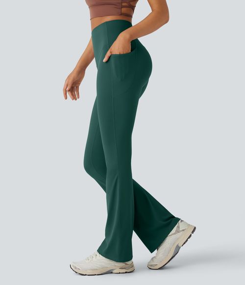 UltraSculpt™ High Waisted Tummy Control Pocket Shaping Yoga Bootcut Leggings  - June Bug