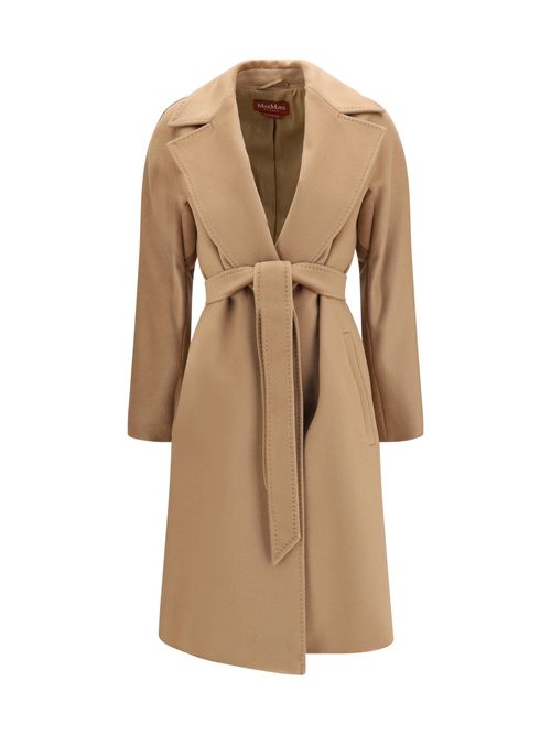 Peak Lapel Wool Coat — Beige