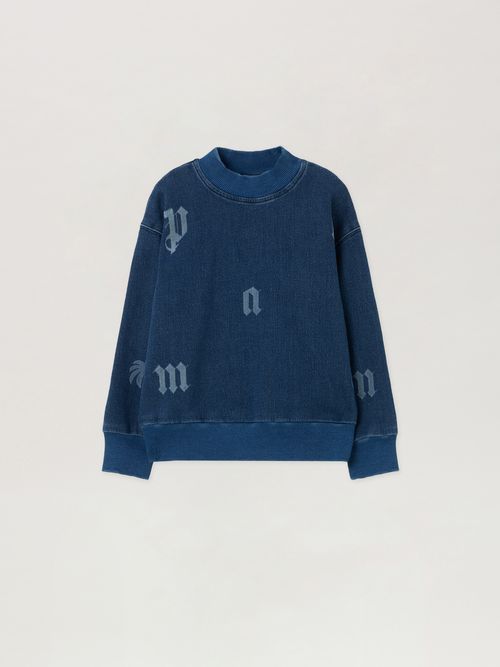 Washed Lettering Sweatshirt Kids  Medium Blue