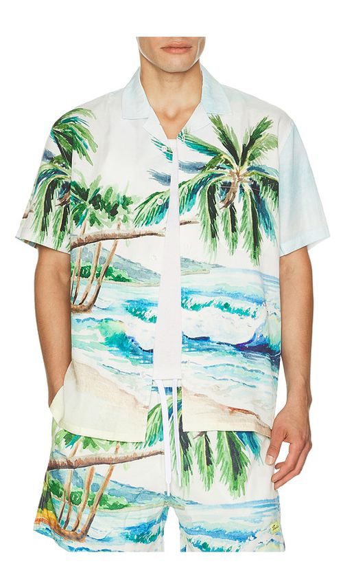Duvin Design Postcard Button Up Shirt in Blue. - S also in M, L, XL/1X