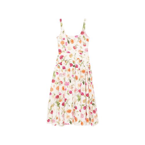 Poppy-print Midi Dress