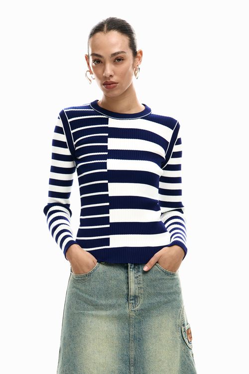 Ribbed striped sweater