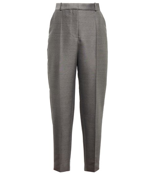 Mid-rise straight cotton and wool-blend pants
