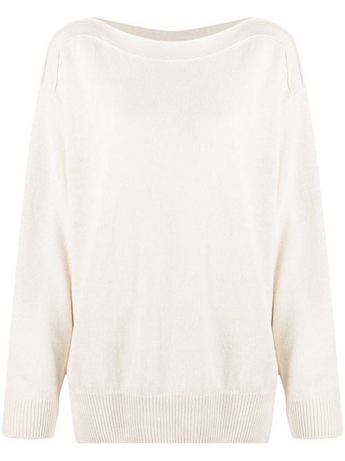 Boat-neck knit jumper - White