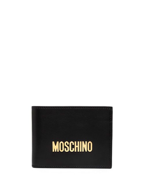 Logo-plaque leather wallet - Black