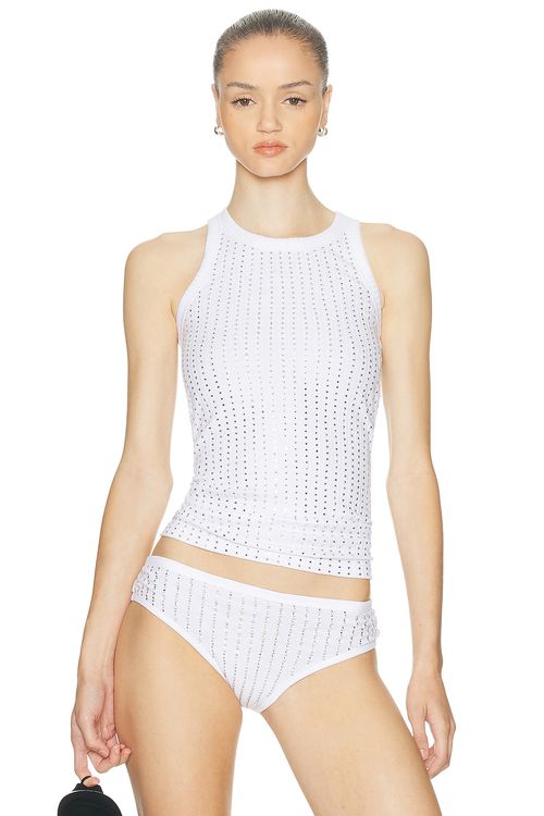 THE ATTICO Studded Tank Top in White - White.  44 also in 36, 38