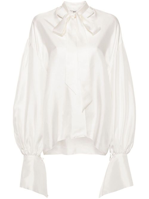 Gathered silk blouse - White