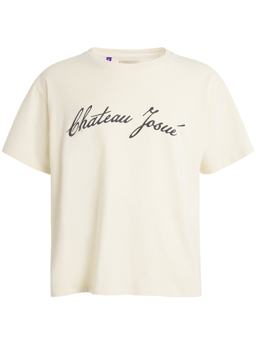 Gallery Dept Chateau Josué Script Logo T-Shirt in Cream - Crea