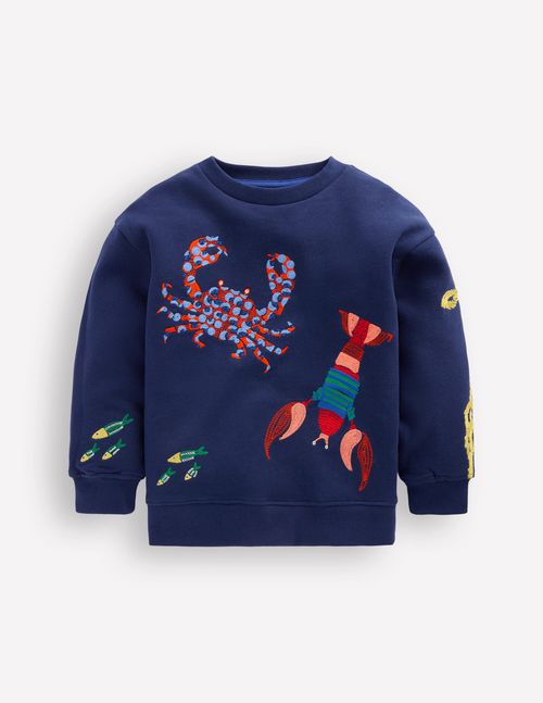 Boys Embroidered Sweatshirt in Blue | Size 2-3 Years