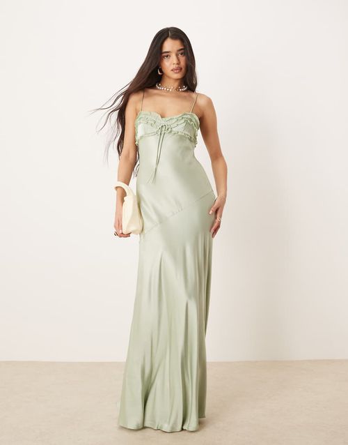 For Love & Lemons Natalie maxi dress in desert sage-Green