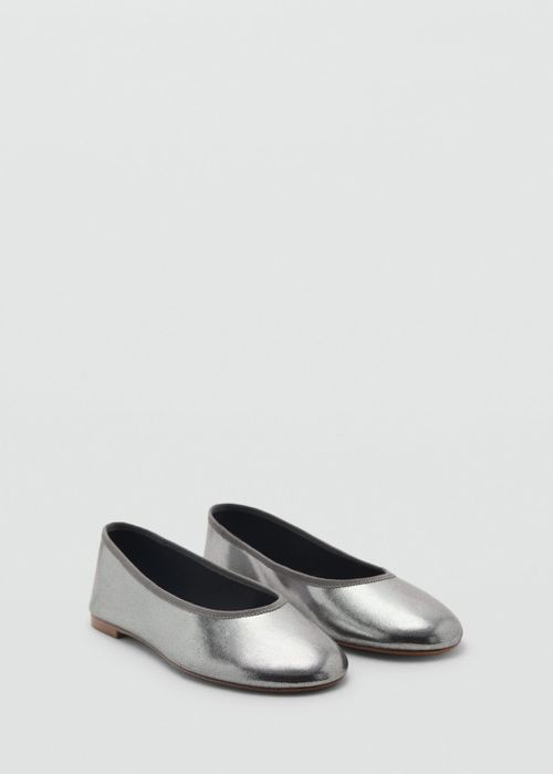 Metallic ballet flats dark silver - Woman - 