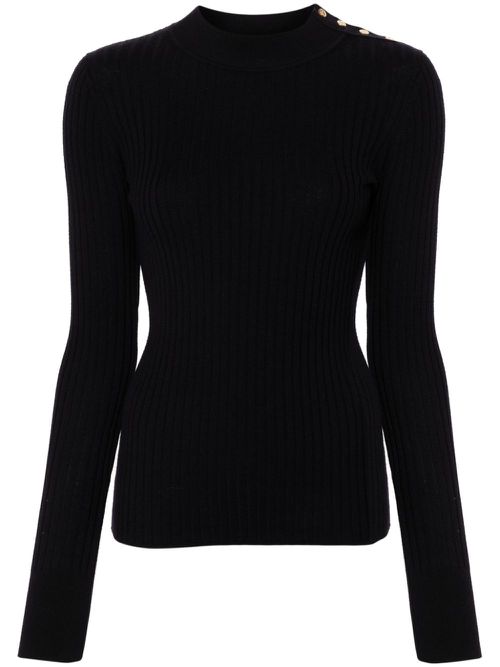 Shoulder-button ribbed jumper - Blue
