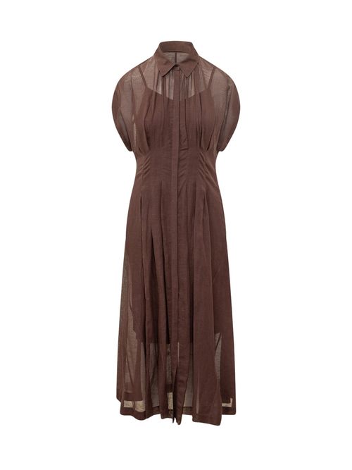 Sleeveless Long Dress with Collar