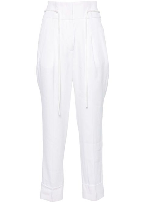 Pleat-detail cropped trousers - White