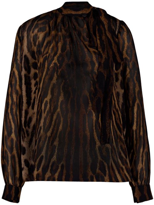 Leopard-print blouse - Brown