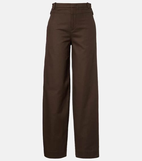 Cotton twill wide-leg pants