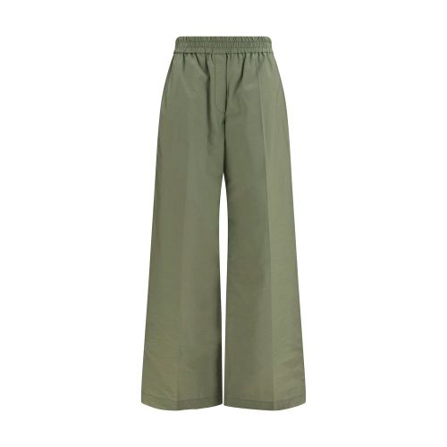 Elastic Waist Cotton Trousers — Green