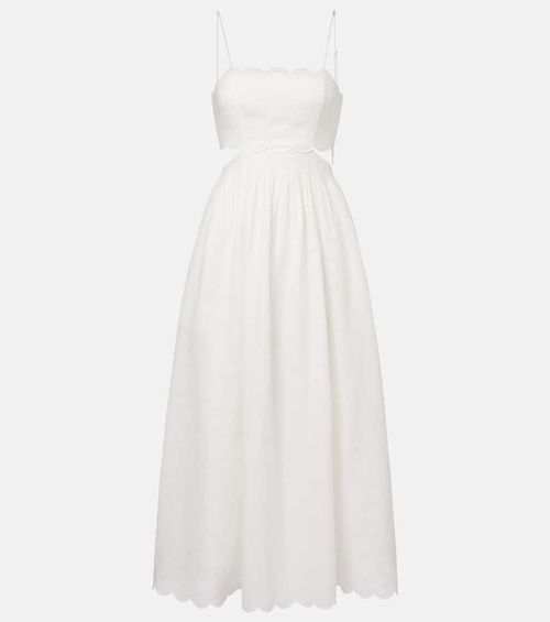 Rhiannon scalloped linen midi dress