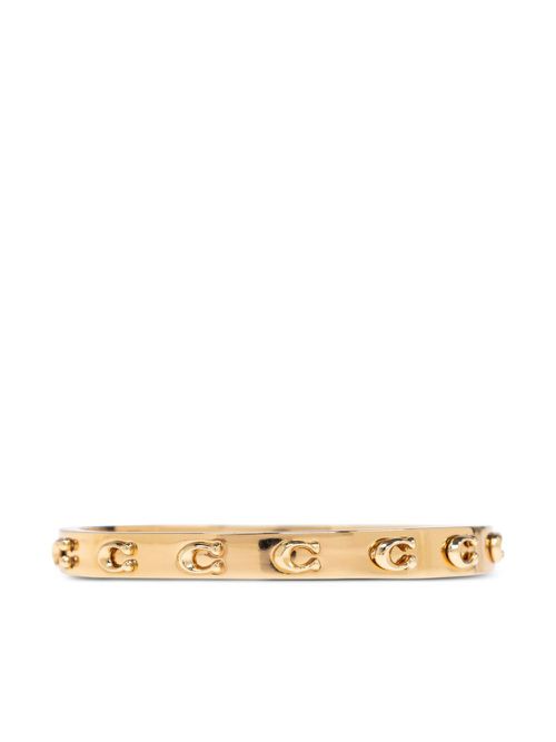 Logo-plaque bangle bracelet - Gold