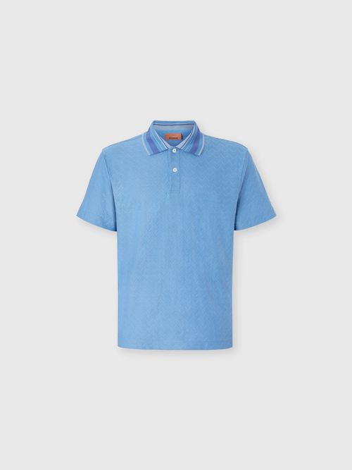 Missoni - Jacquard cotton polo shirt with tone-on-tone zigzag design, Men, Green