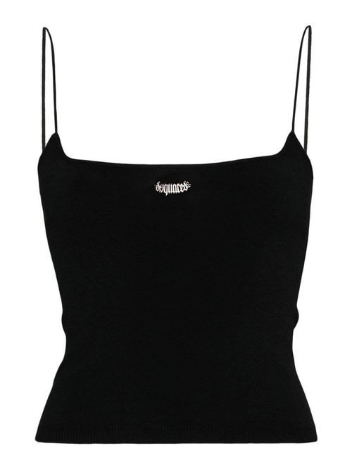 Logo-plaque knitted crop top