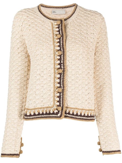 Round-neck button-up cardigan - Neutrals