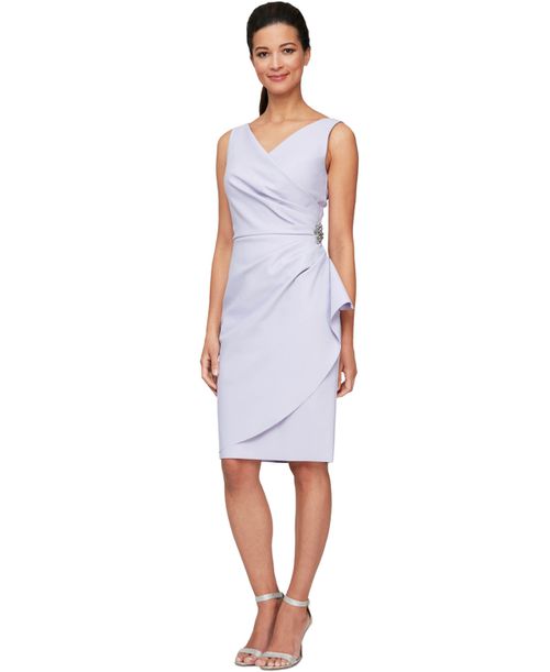 Compression Embellished Ruched Sheath Dress - Lavender