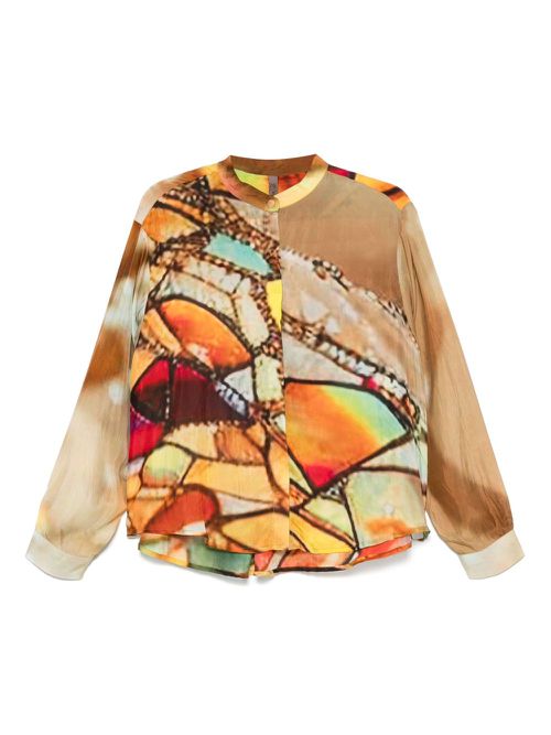 YAVI abstract-print shirt - Brown