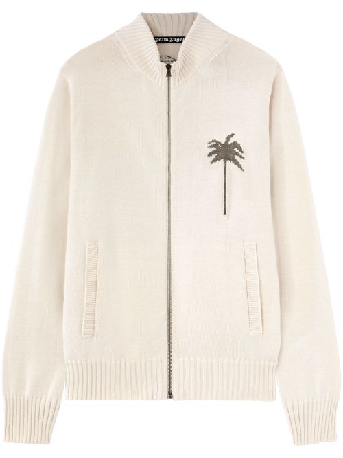 Knit-palm zip-up cardigan - Neutrals