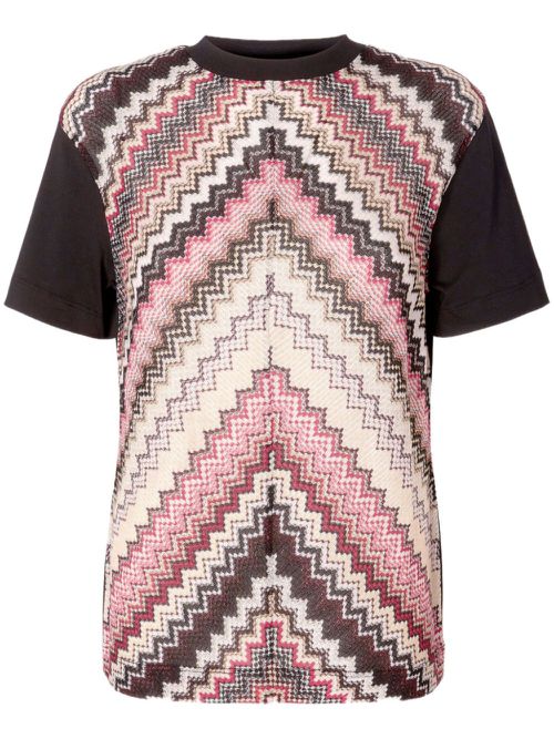 Chevron-woven T-shirt - Black