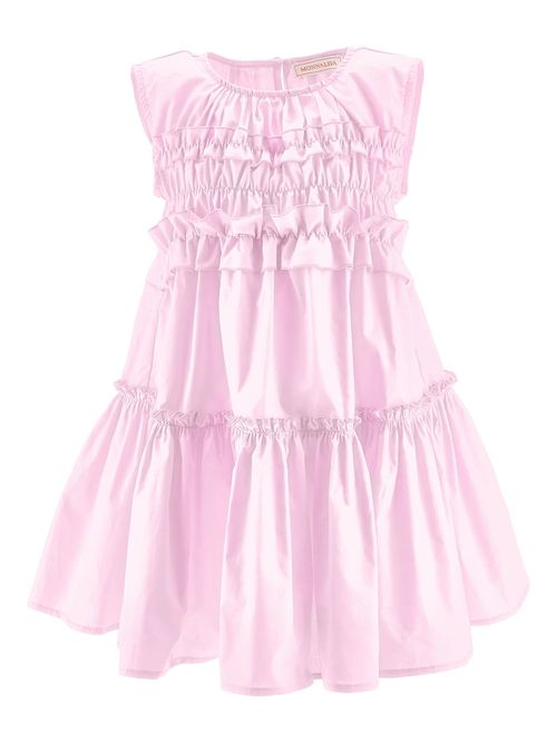 Mini Ruffled Neckline Dress with Button Back Closure