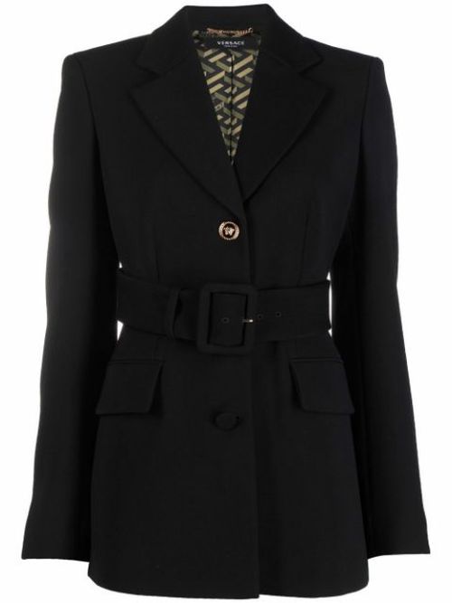 Belted single-breasted blazer