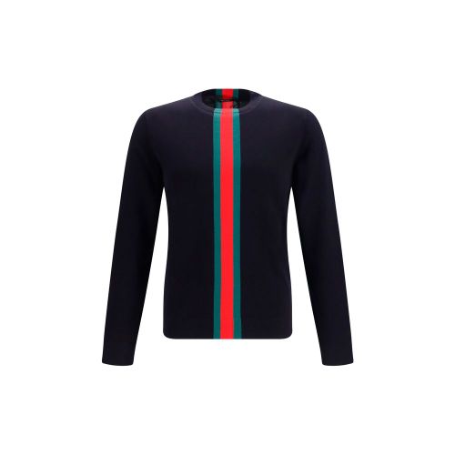 Web Stripe Intarsia Sweater — Navy