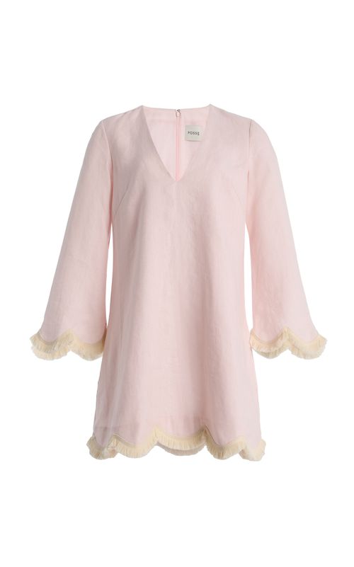 Exclusive Essie Fringed Linen Mini Kaftan - Moda Operandi