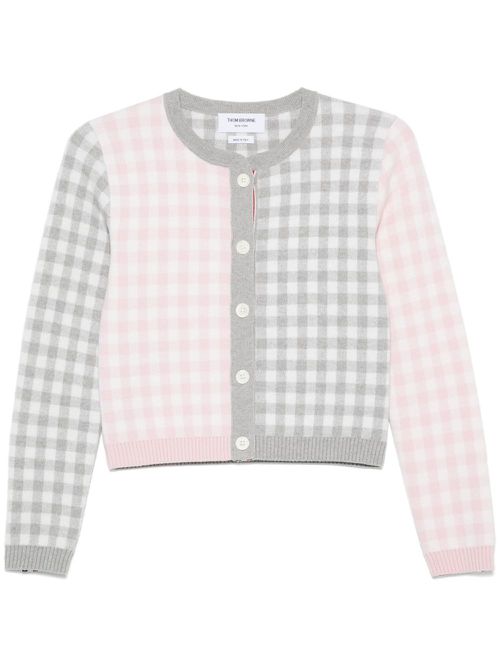 Gingham-check wool cardigan - Grey
