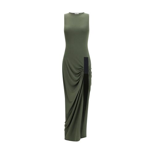 Draped Polyester Dress — Green