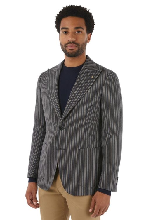 Blue Peaked Lapel Blazer