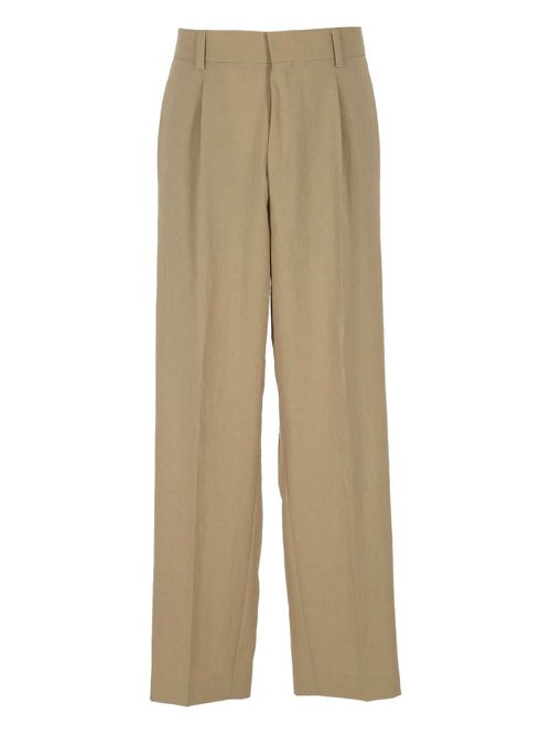 Pleated wide-leg trousers - Neutrals