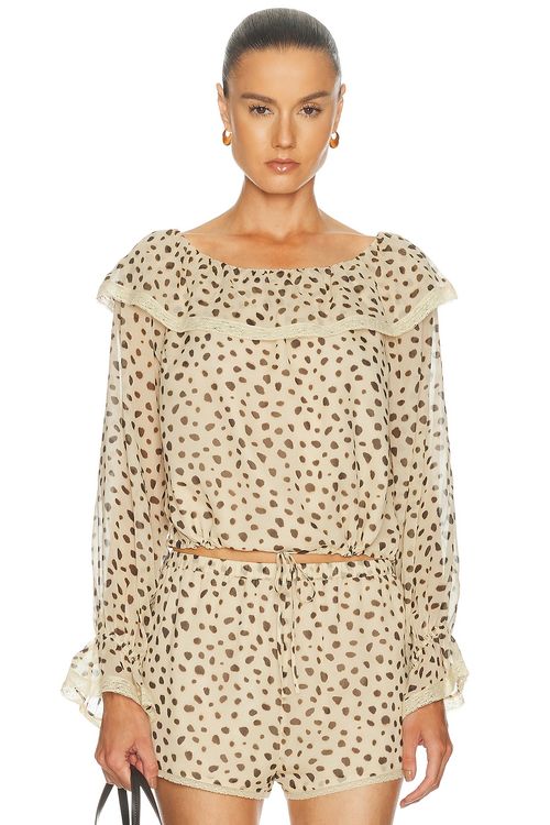 Posse Priscilla Blouse in Cheetah - Cream. XS also in S