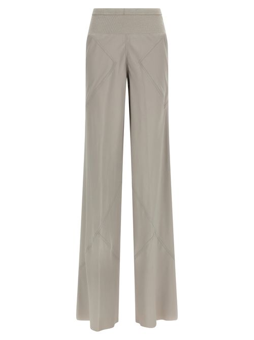 Acetate-Silk Blend Flared Trousers — Gray