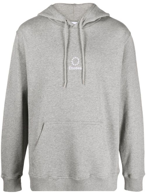 Logo-embroidered organic cotton hoodie - Grey