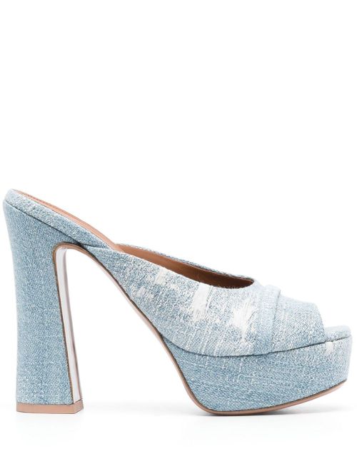 Yasmin 125mm denim platform mules - Blue