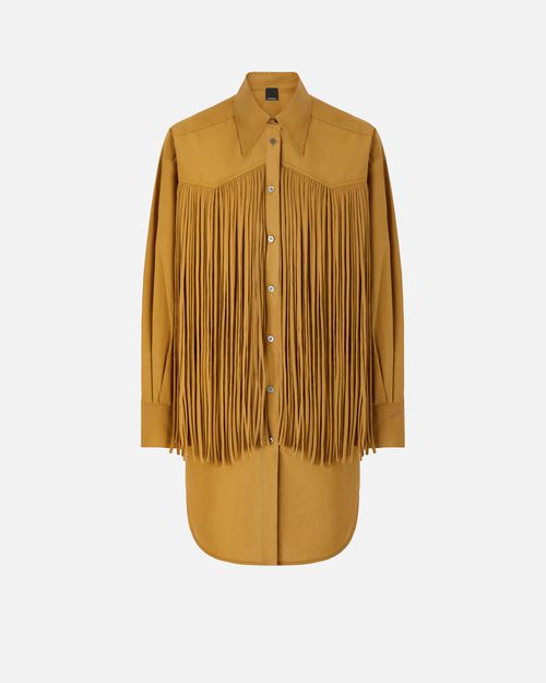 Mini shirt dress with fringing - L