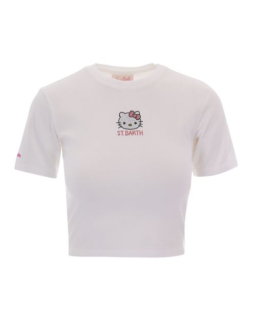 Hello Kitty Rhinestone-Embellished T-Shirt — White
