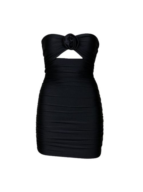 3D Rose Cut-Out Mini Dress — Black