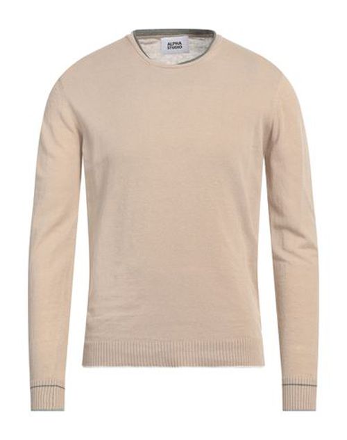 Alpha Studio Man Sweater Sand Size 36 Linen, Cotton