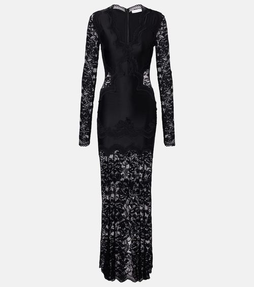 Lace-trimmed jersey maxi dress