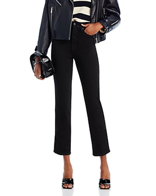 Good Curve High Rise Ankle Straight Jeans in Black 001